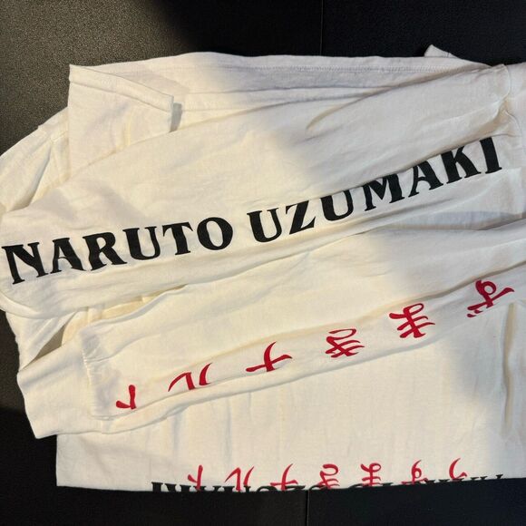 Naruto Uzumaki Long Sleeve Small T-Shirt Men's Anime Manga Graphic White Tee Top - Picture 7 of 7